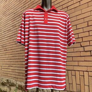 FootJoy Red White Blue Striped Athletic Fit Golf Polo Size Extra Large
